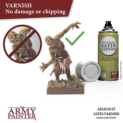Applied to miniature, The Army Painter varnish provides a protective satin layer.