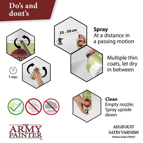 Use in a ventilated area for safe, efficient spraying with The Army Painter varnish.