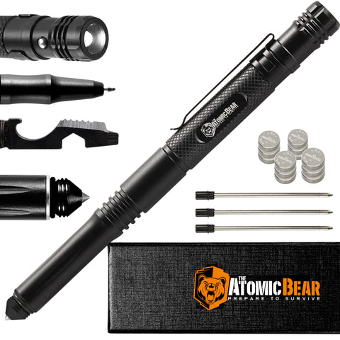 The Atomic Bear tactical pen with glass breaker for quick egress and safe escape.