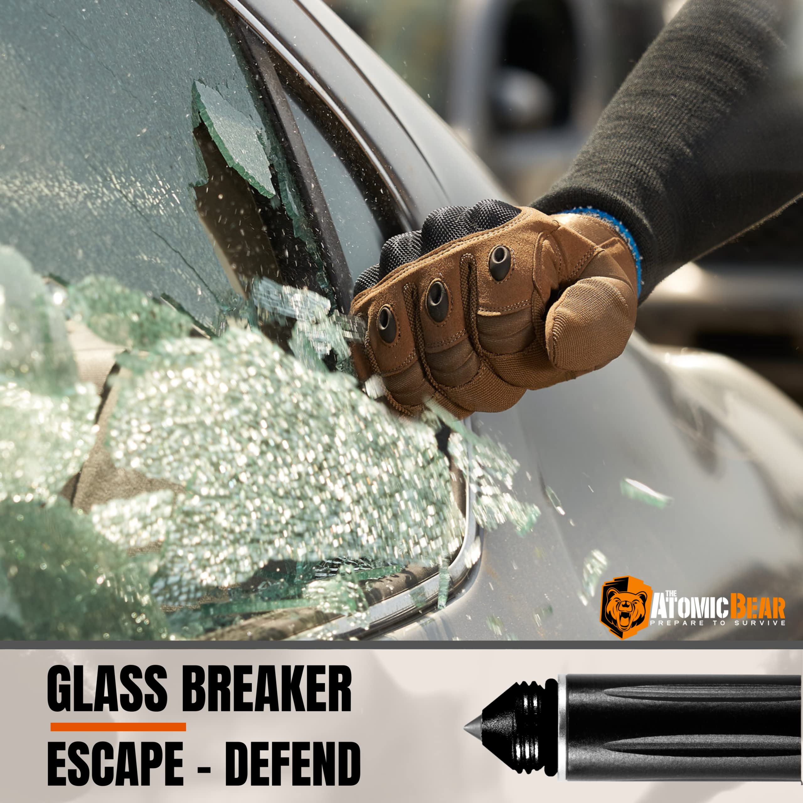 The Atomic Bear tactical pen multi-tool cap enables screwdriver and hex drive use.