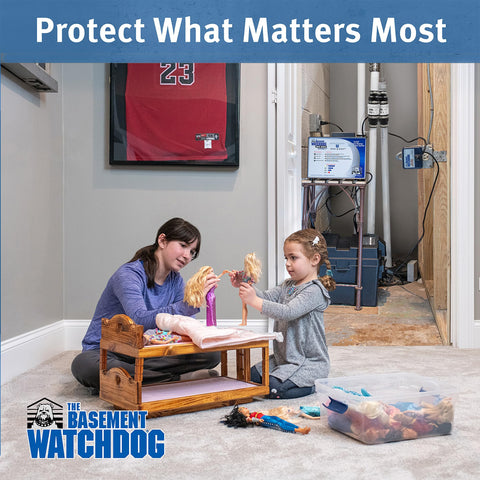 The Basement Watchdog installation manual page, clear diagrams guide simple setup.