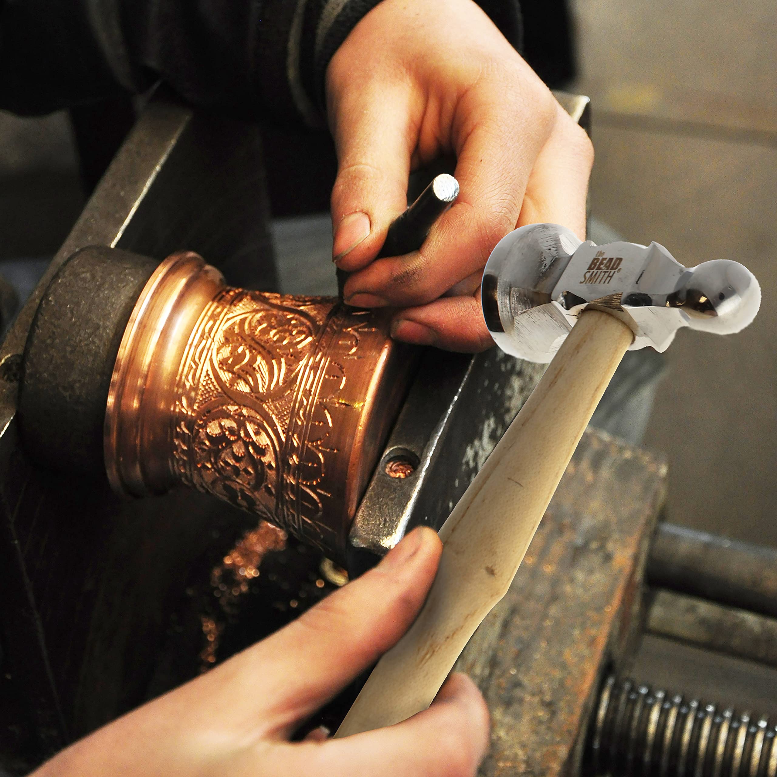 The Beadsmith 25 mm domed face helps sculpt rounded metal forms.