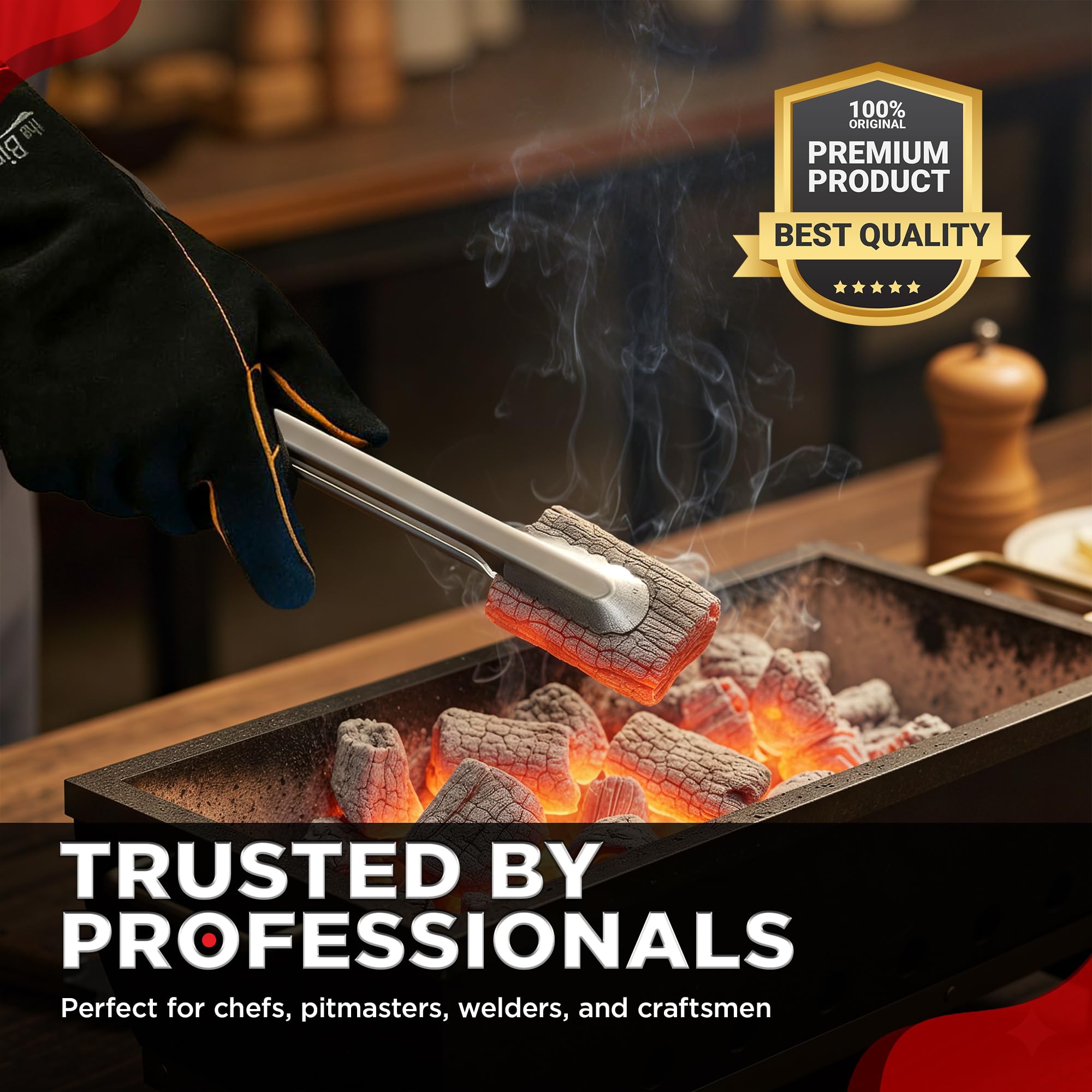 The Bincho Grill breathable cotton-lined interior keeps hands cooler during long sessions.