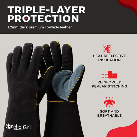 The Bincho Grill three-layer protection improves safety when handling hot tools.