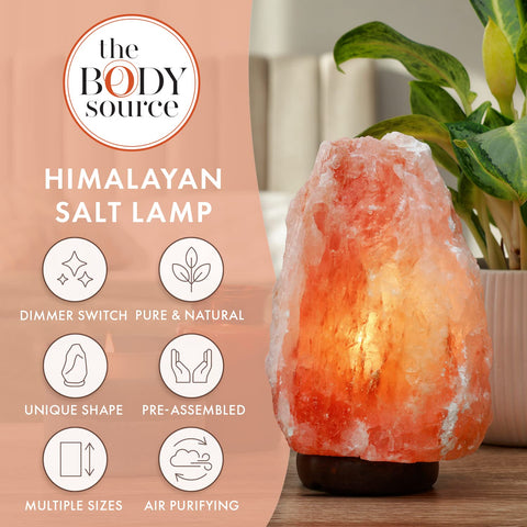 The Body Source salt lamp with dimmer switch allows adjustable mood lighting.