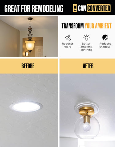 The Can Converter R4 hanging-light support providing a clean ceiling line