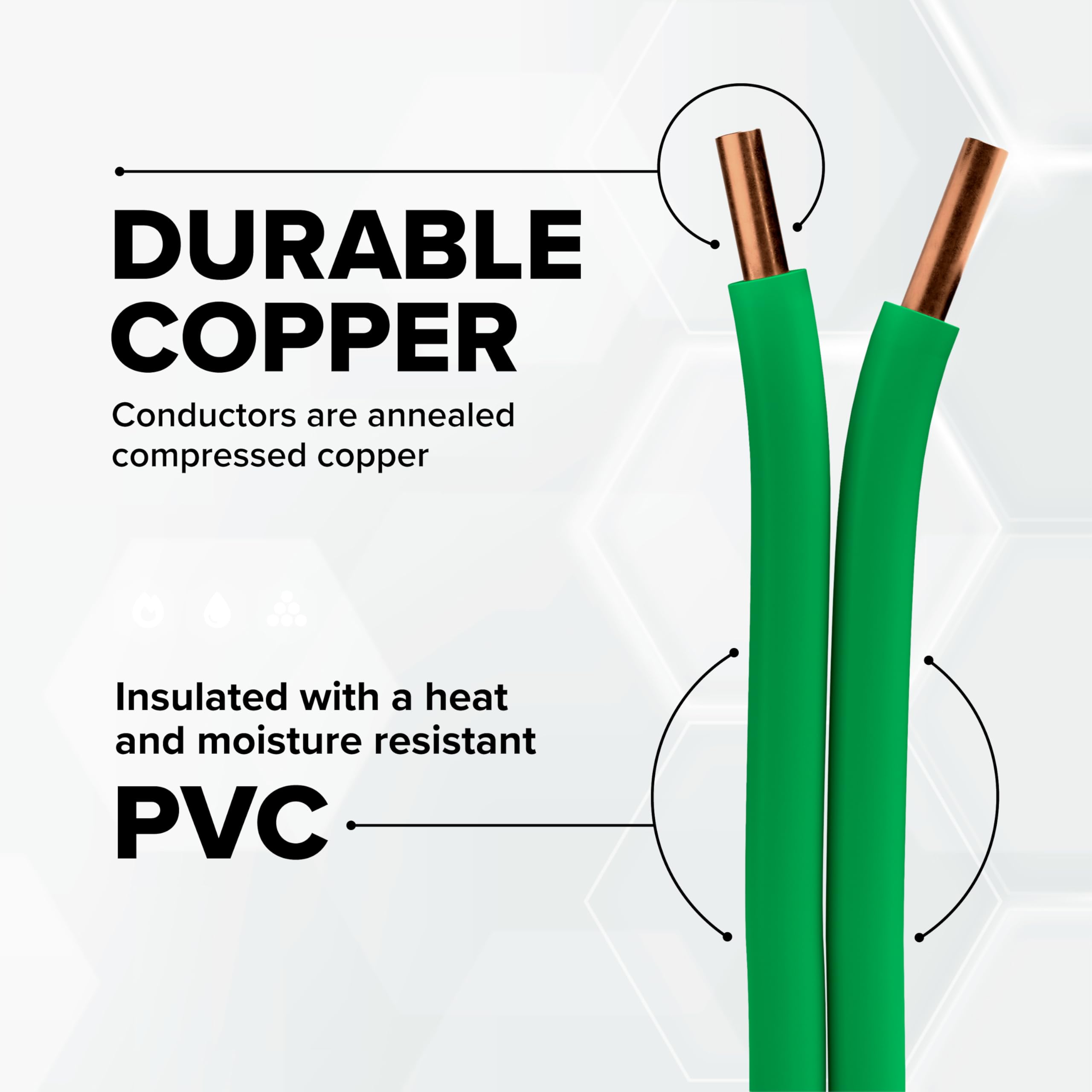 THE CIMPLE CO 10awg THHN/THWN wire with green insulation for indoor/outdoor use