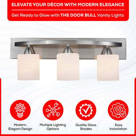 The Door Bull opal glass shade details offer soft, even illumination