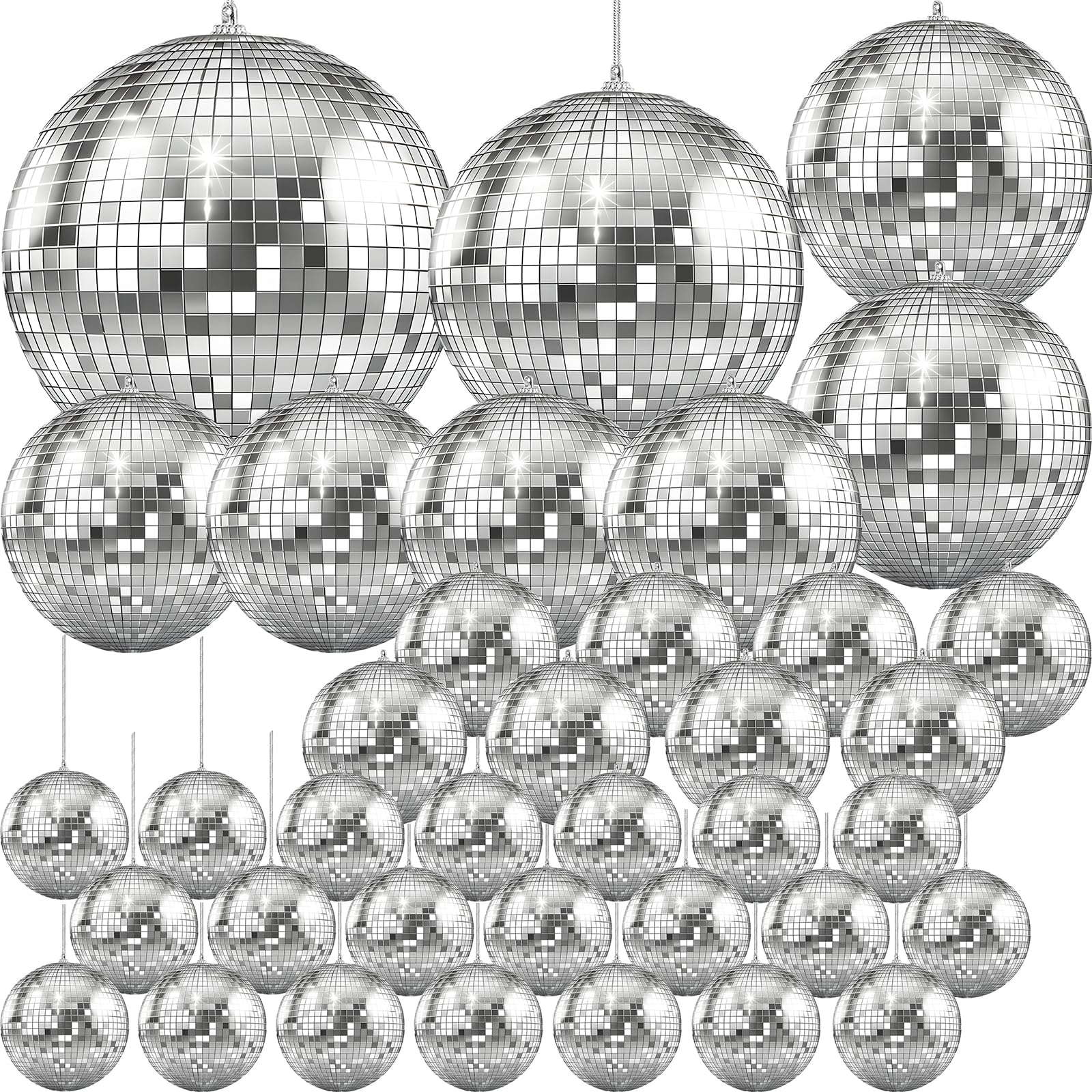 The Dreidel Company Mirror Disco Ball 7-inch hanging creates sparkling reflections for parties.