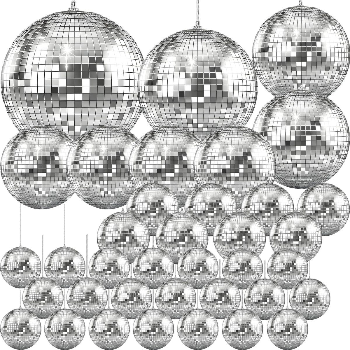 The Dreidel Company Mirror Disco Ball 7-inch hanging creates sparkling reflections for parties.