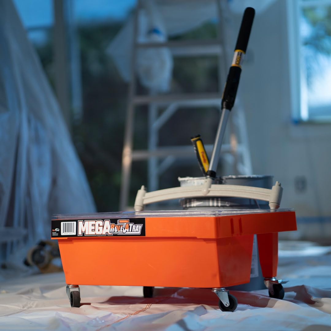 The Easy Way To Paint Mega Roll-A-Tray ergonomic design reduces back strain.