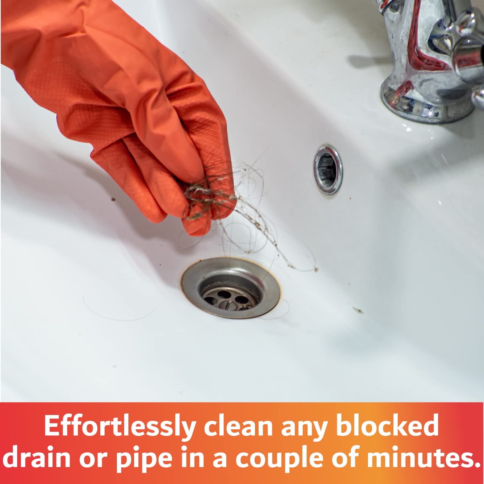 THE FRYOILSAVER COMPANY hair snake drain remover tackling a clogged sink
