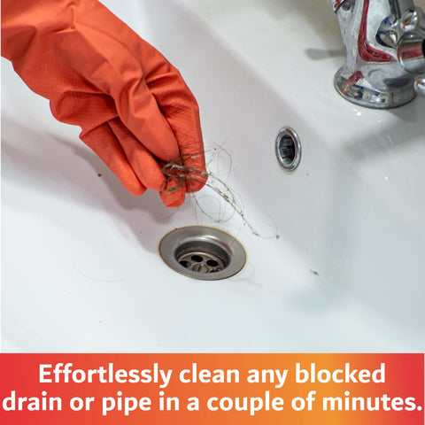 THE FRYOILSAVER COMPANY hair snake drain remover tackling a clogged sink