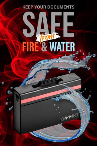 The Good Stuff fireproof box interior heat shield demonstrates high-temperature protection.