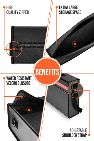 The Good Stuff fireproof box reinforced zipper area emphasizes water resistance and durability.