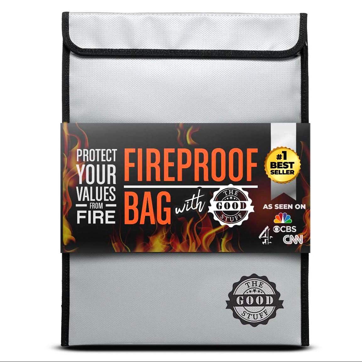 The Good Stuff fireproof document bag closed view showing protective design for essential papers