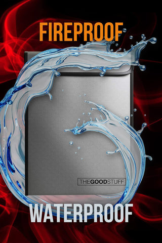 The Good Stuff fireproof document bag water-resistant coating protects against moisture