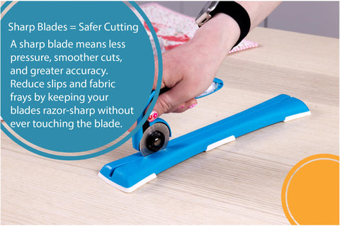 The Grace Company TrueCut TrueSharp diamond surface restores edge for precise fabric cuts.