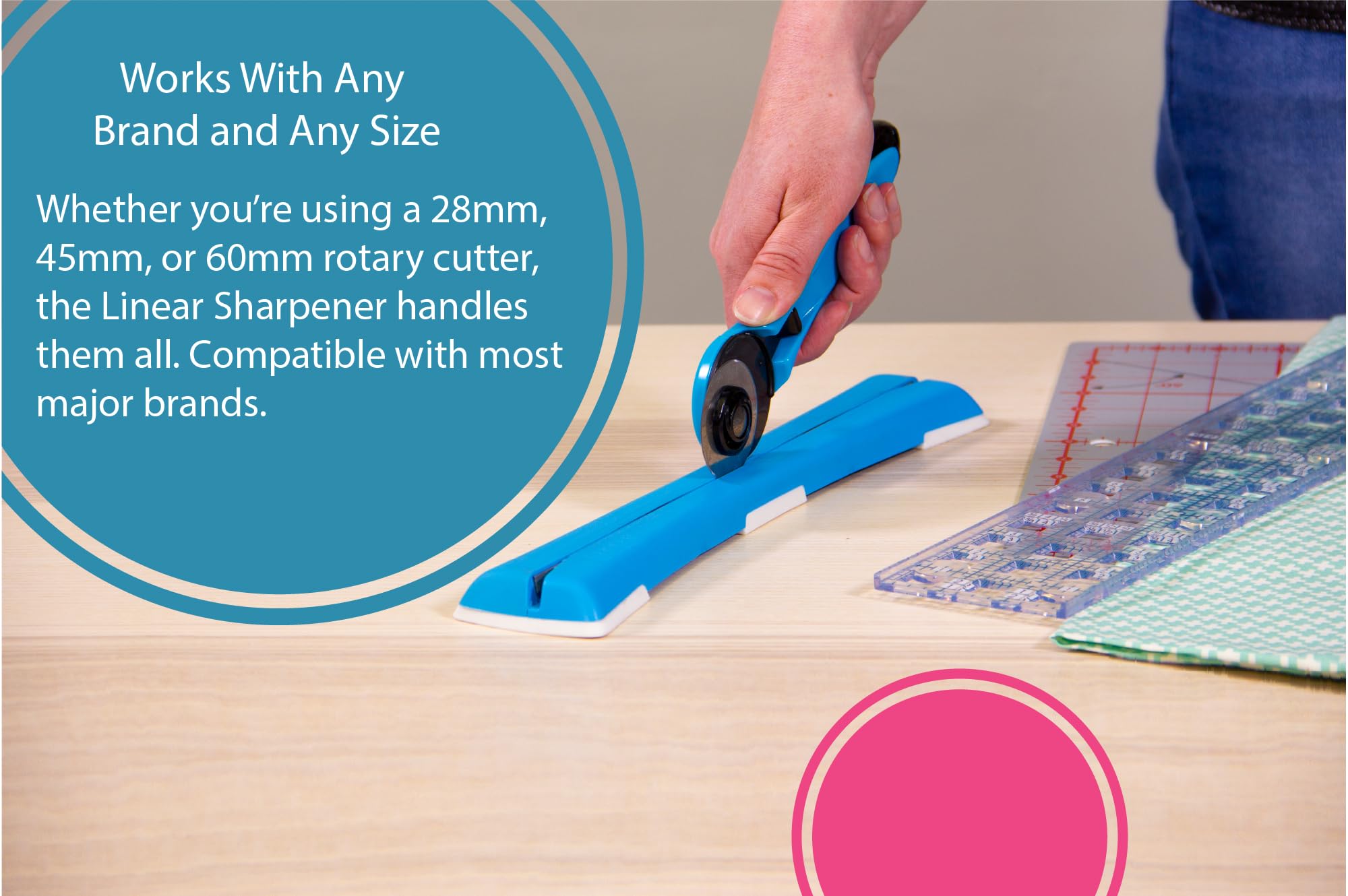 The Grace Company TrueCut TrueSharp sharpens 45mm blades for smoother quilting.
