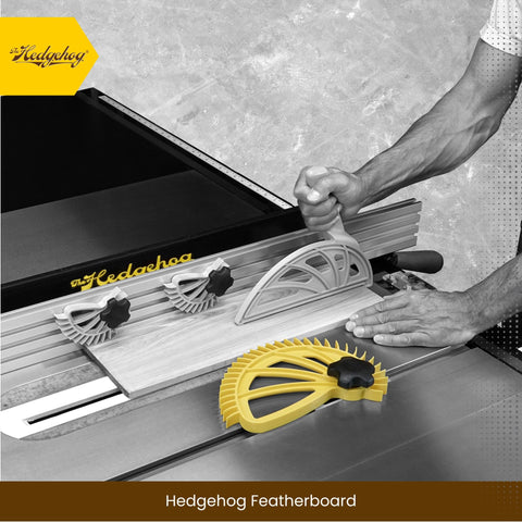 One handed adjustment on The Hedgehog featherboard speeds setup.