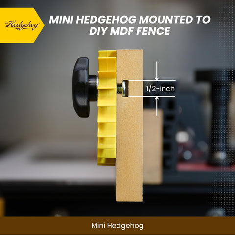 The Hedgehog Mini Fence Featherboard router table compatibility for easy mounting.