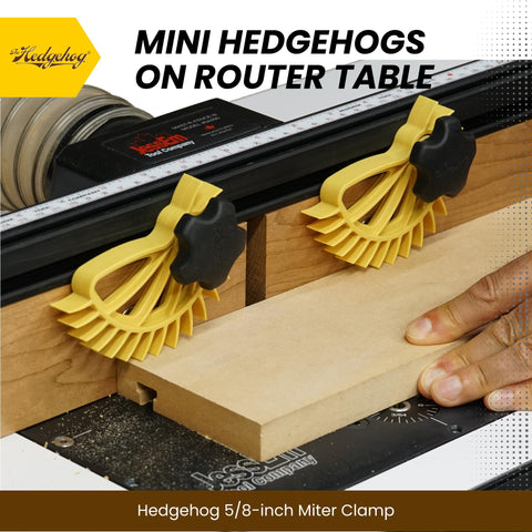 The Hedgehog Mini Fence Featherboard vertical mount enables precise rabbets.