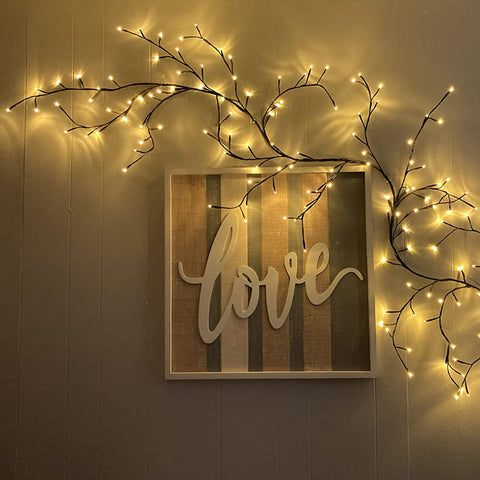 The Light Garden lighted willow vine plug-in connection shows quick, tool-free setup.