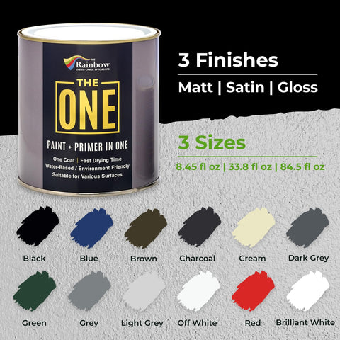 The One All-In-One label highlights water-based, low VOC formula.