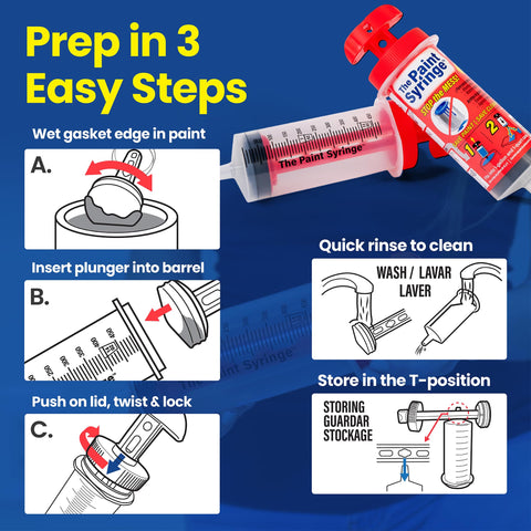 The Paint Syringe compact design fits neatly into cans for easy access during projects.