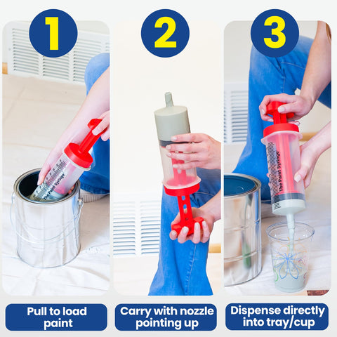 The Paint Syringe ergonomic-handle provides comfortable grip during long painting sessions.