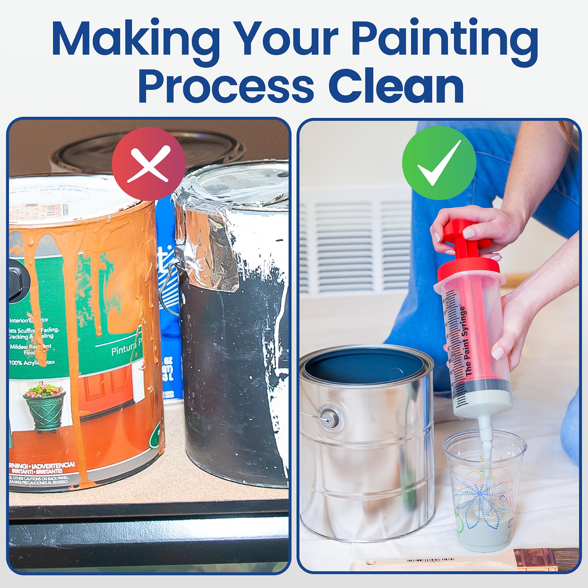 The Paint Syringe measurement-markers help track paint usage for accurate coverage.
