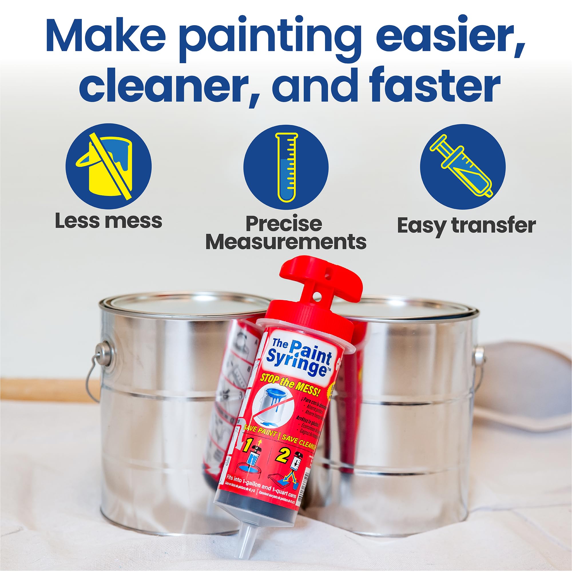 The Paint Syringe ideal for walls, trims, and crafts with thick liquids for steady application.