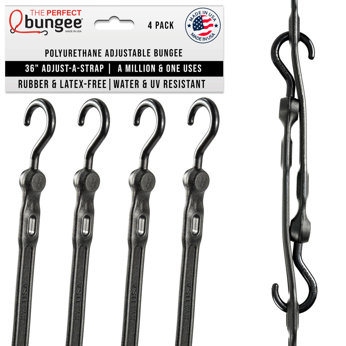 The Perfect Bungee Adjust-A-Strap 36in bungee cord keeps gear secure.