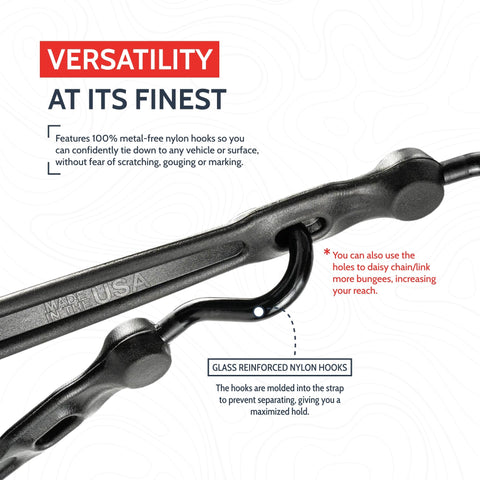 The Perfect Bungee camping setup demonstrates versatile securing options.