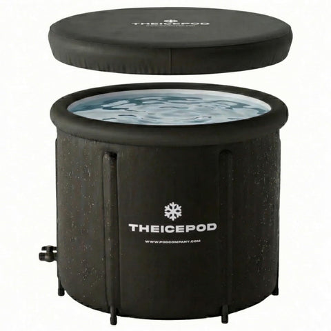 The Pod Company ice bath tub 84-gallon setup enables full-body cold plunges at home.
