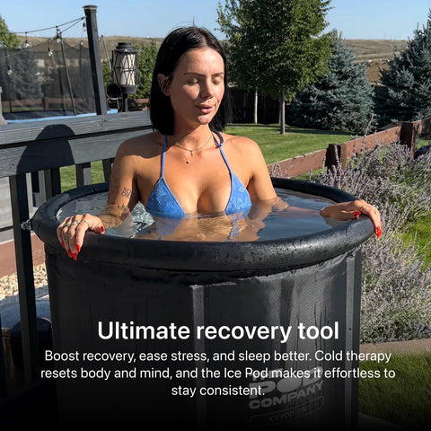 The Pod Company ice bath tub with 3ft drain hose eases maintenance and drainage.