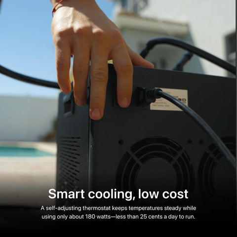 The Pod Company Standard Water Chiller demonstrating steady water flow.