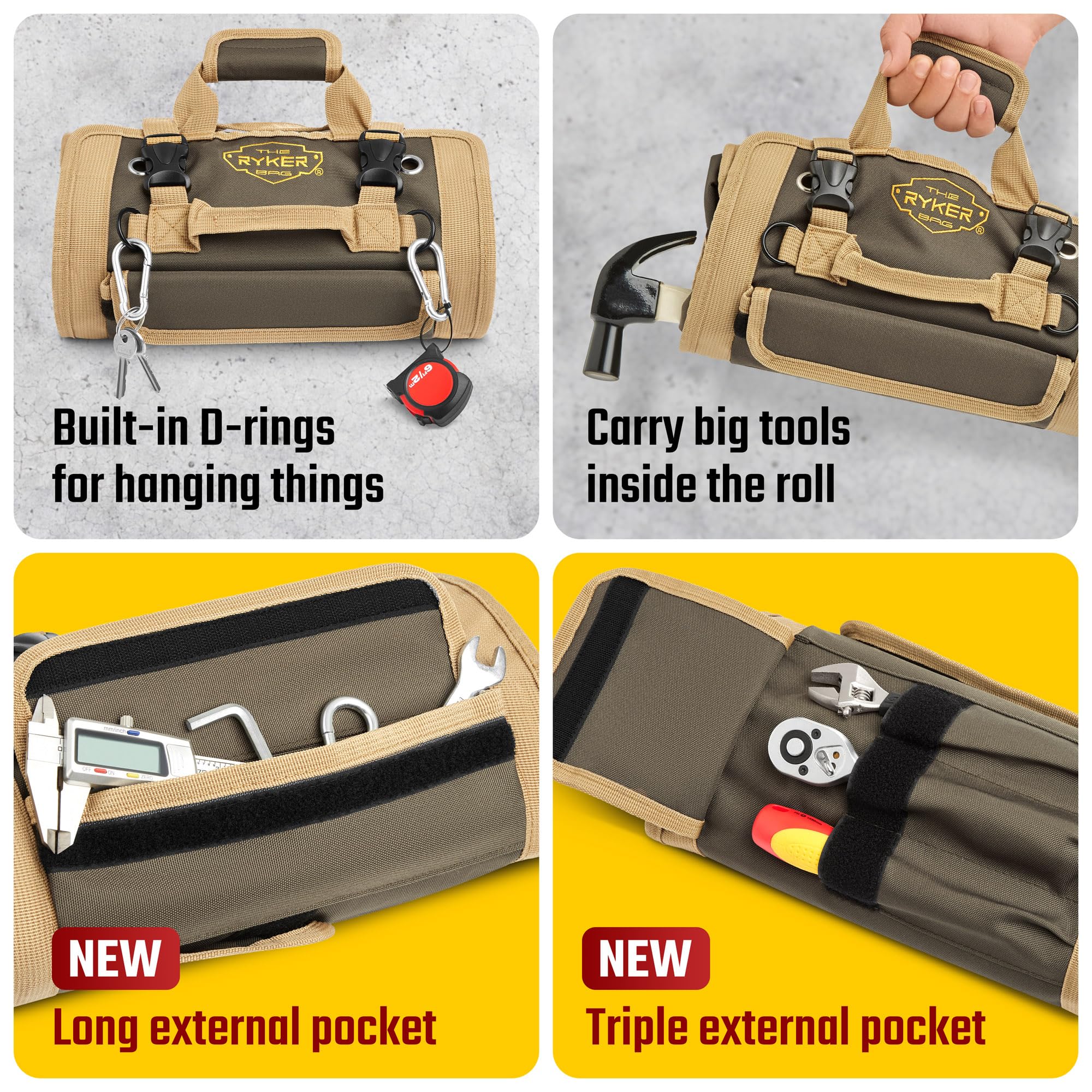 The Ryker Bag four large tool compartments for easy organization