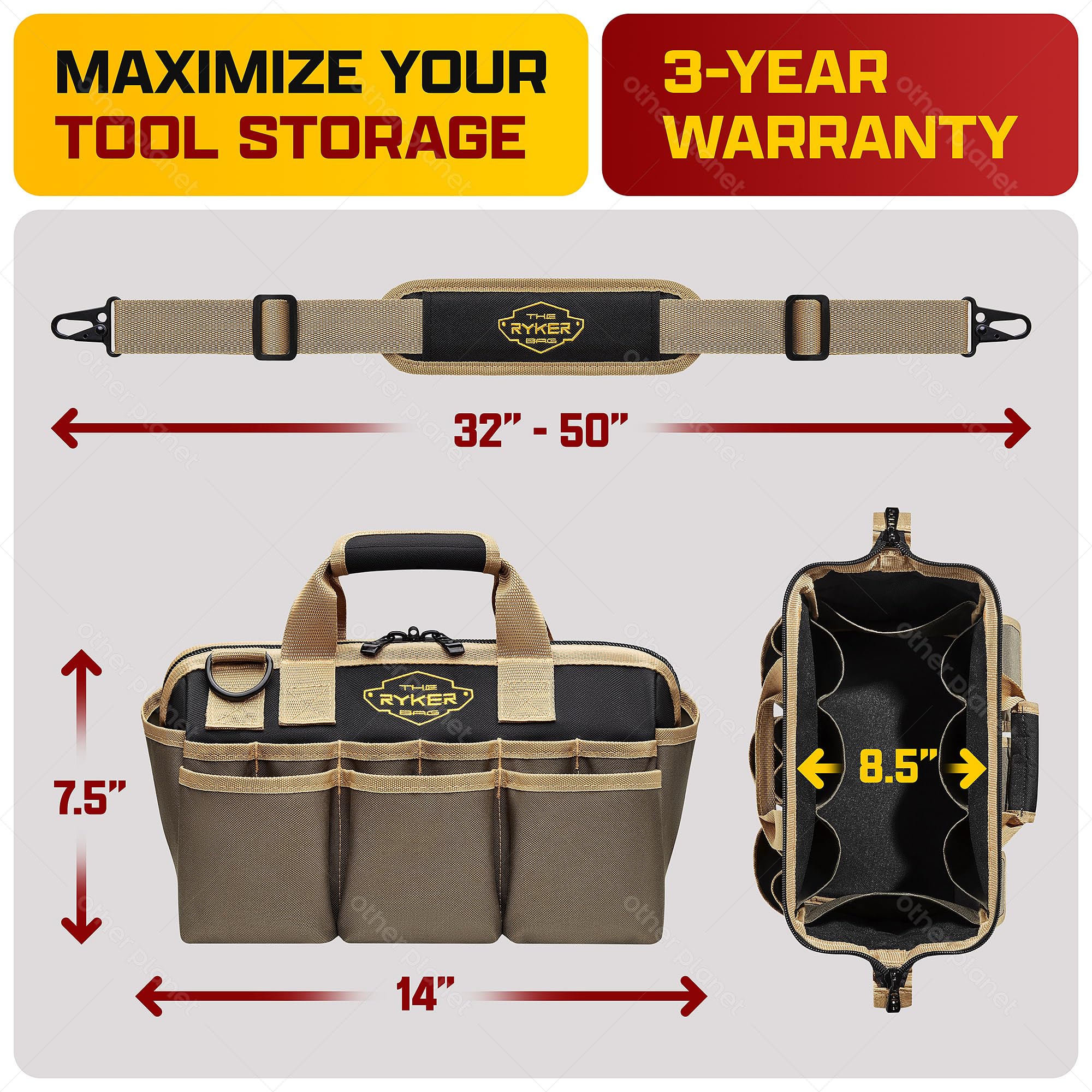 The Ryker Bag durable materials resist water and grease during hard work.
