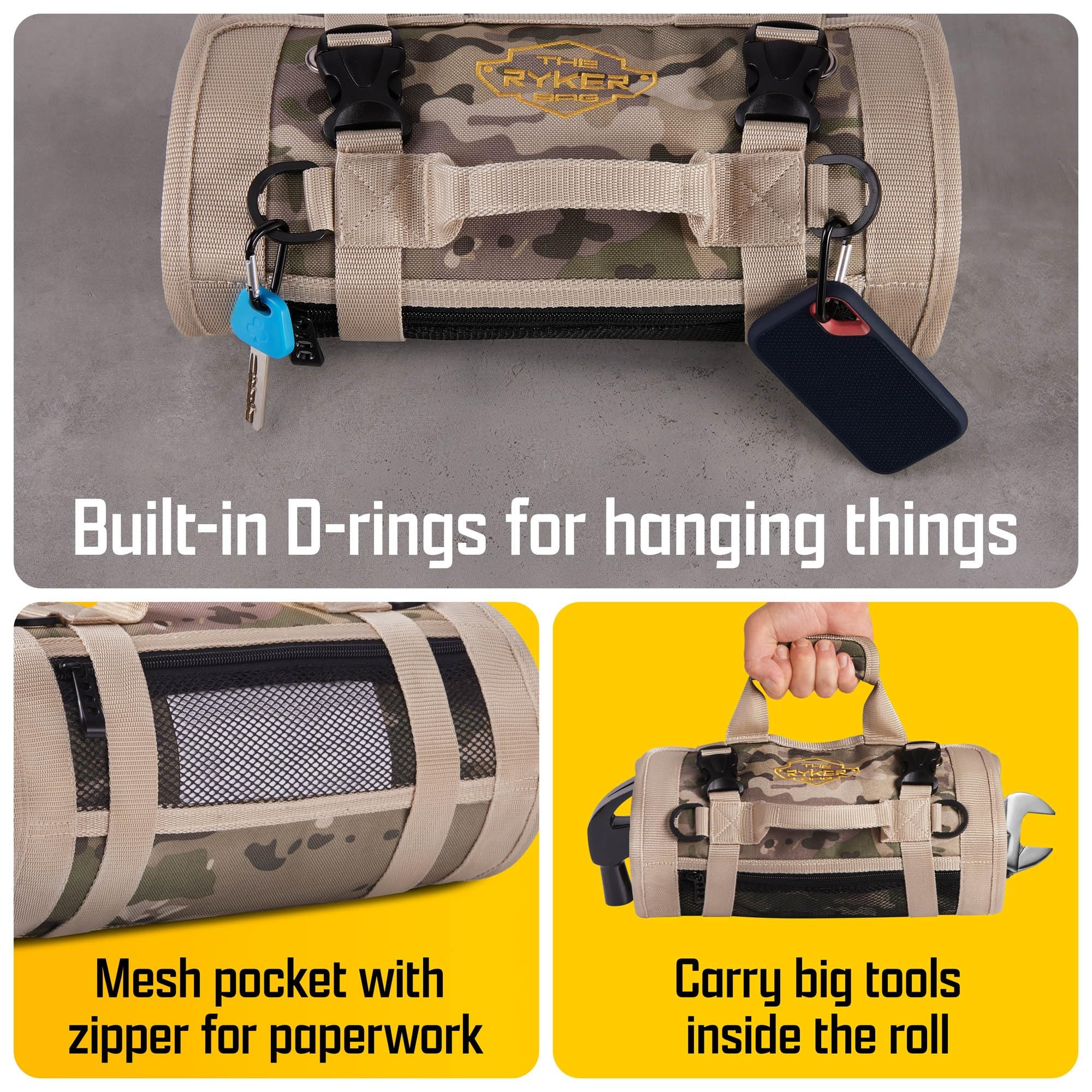 The Ryker Bag emergency kit roll for quick roadside or on-site repairs