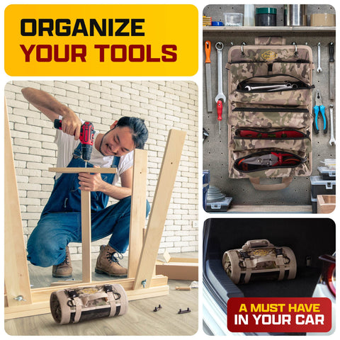 The Ryker Bag portable roll-up design for easy transport between car, garage and shop