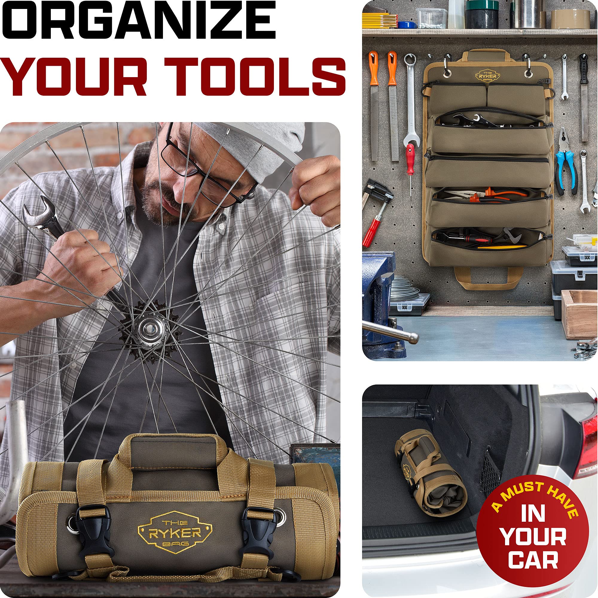 The Ryker Bag motorcycle-ready setup provides road-ready tool access.