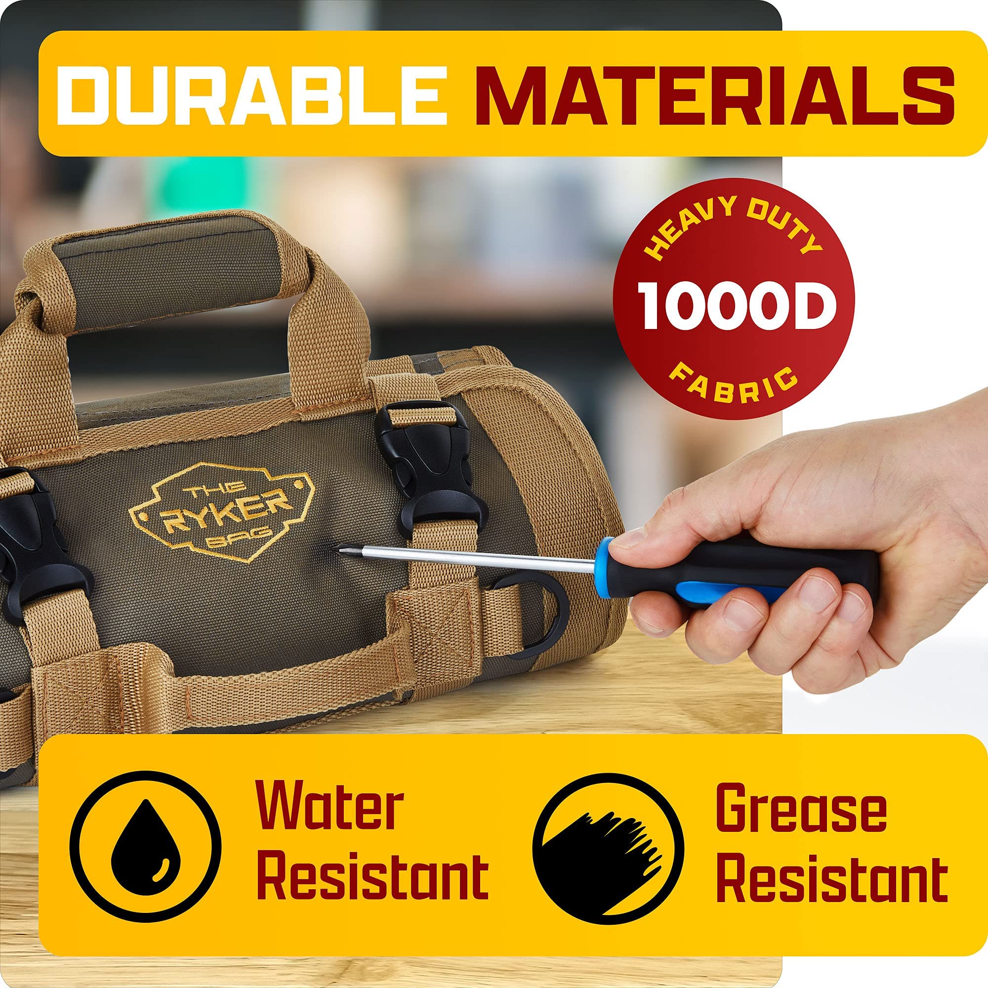 The Ryker Bag rolled-up compact design saves space for transit.