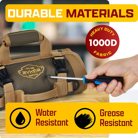 The Ryker Bag rolled-up compact design saves space for transit.