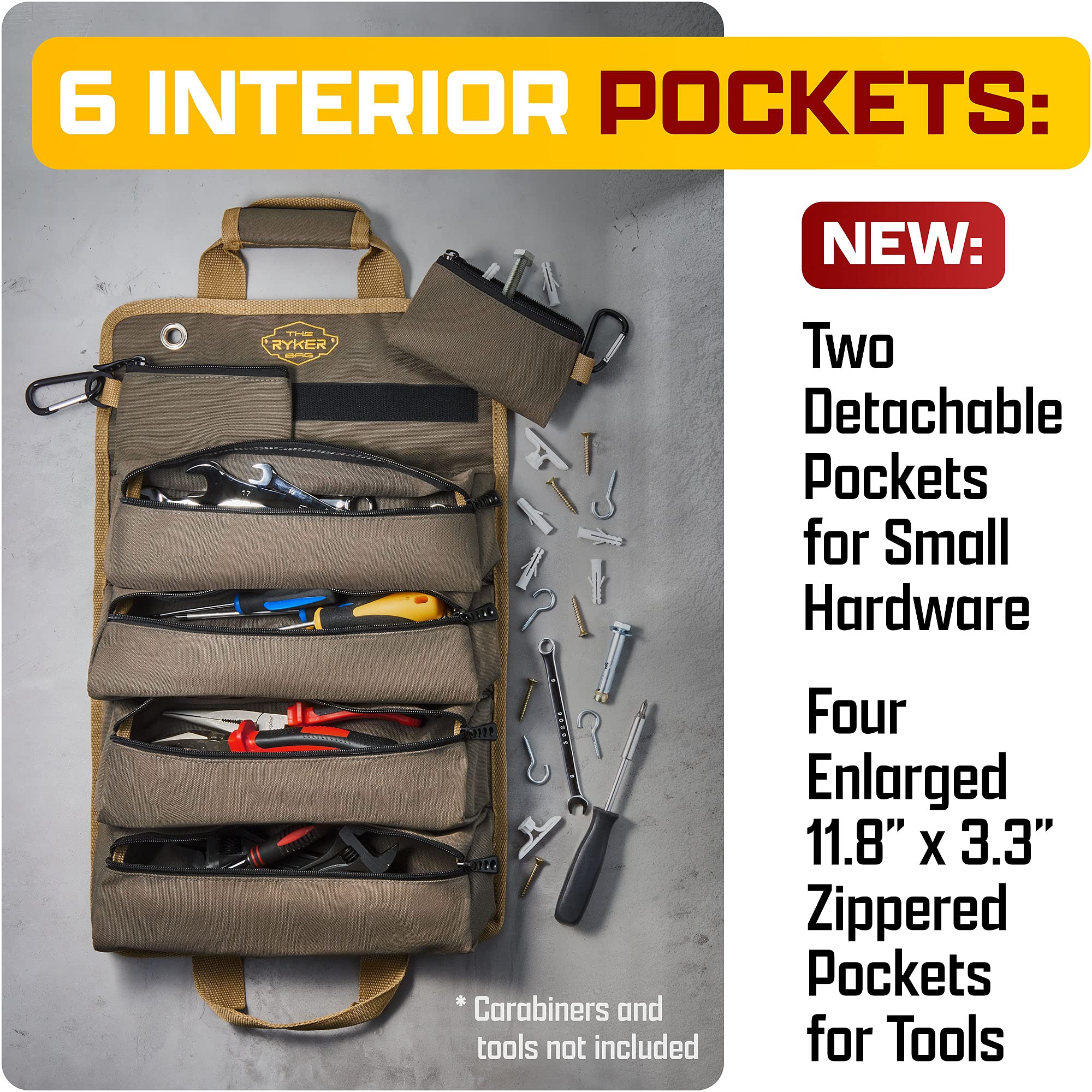 The Ryker Bag workshop hanging setup demonstrates convenient garage storage.