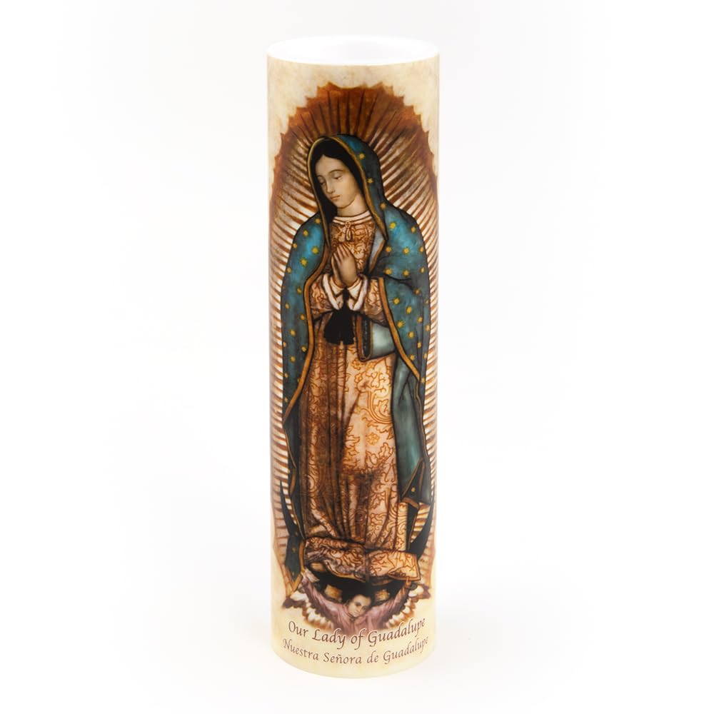 The Saints Collection Our Lady of Guadalupe LED flameless candle with realistic flicker for tranquil devotion