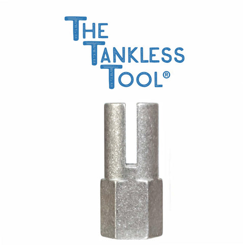 The Tankless Tool easy-grip handle improves control during filter removal.