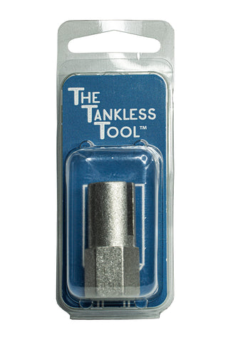 The Tankless Tool demonstrates inlet filter removal for easier maintenance.