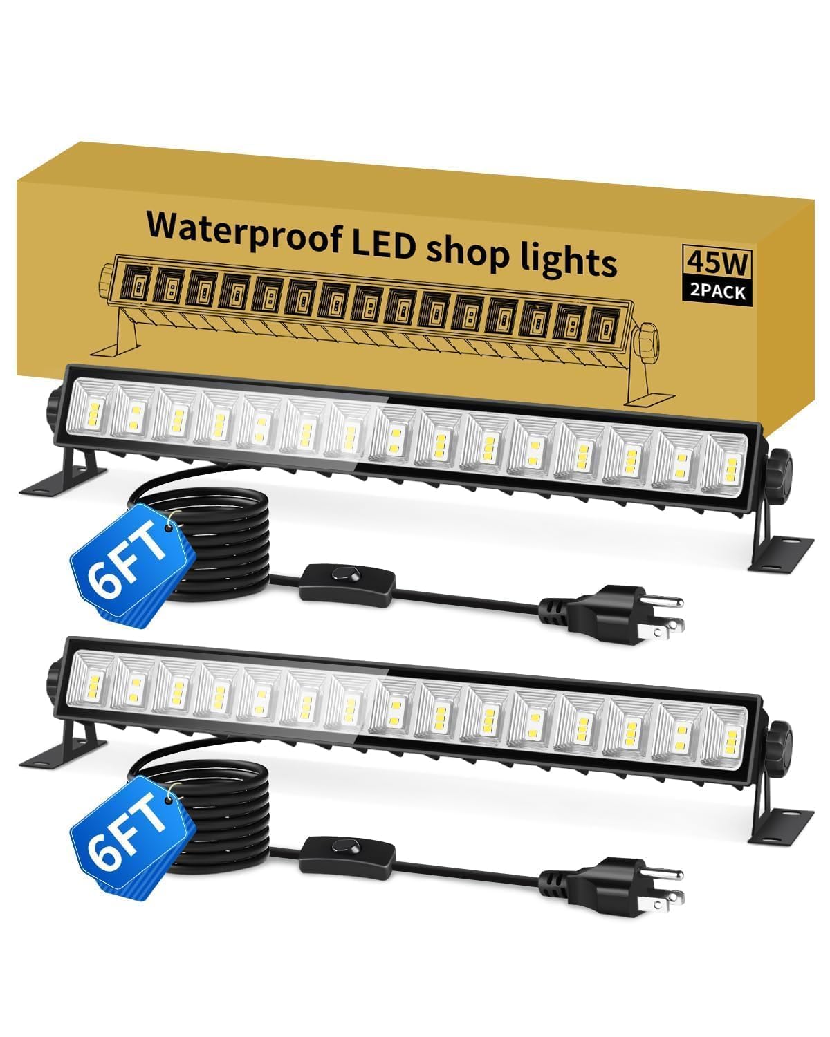 THECHAM IP66 LED shop light ceiling mount for bright, durable garage illumination.
