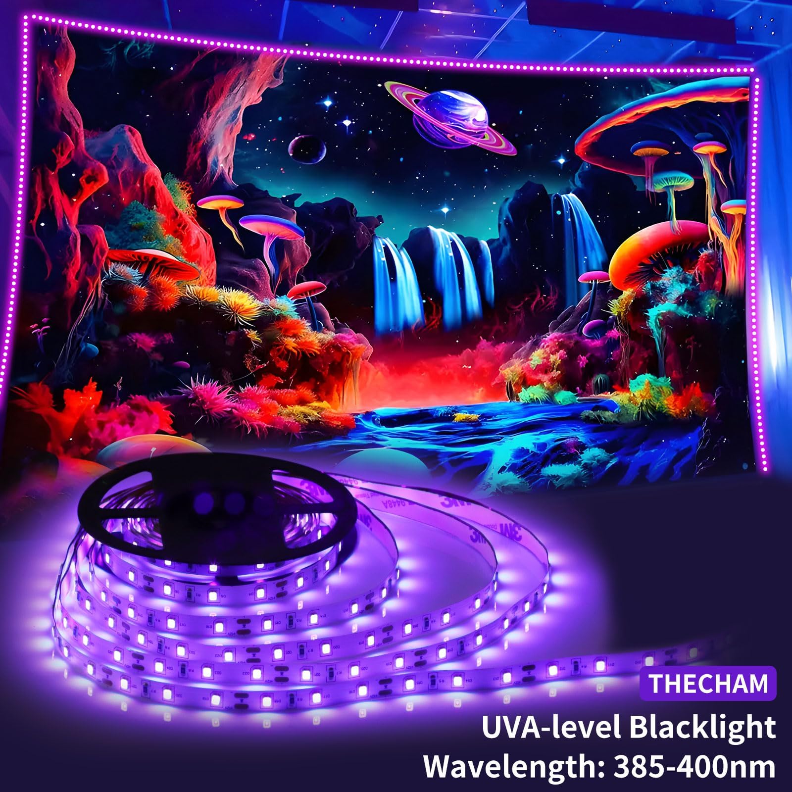 THECHAM remote-controlled LED strip for adjustable brightness during parties and events